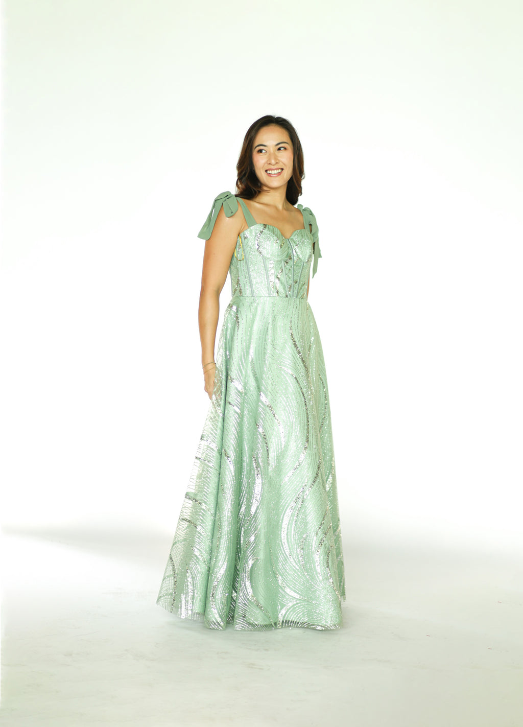 Sage Green Sequins Gown