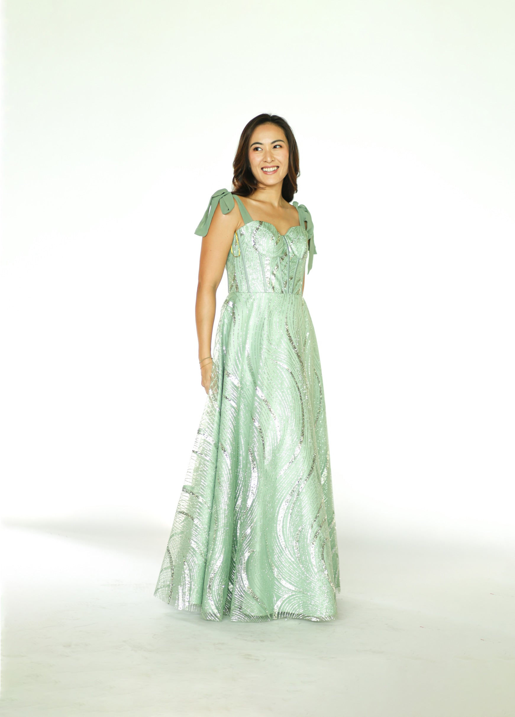 Sage Green Sequins Gown