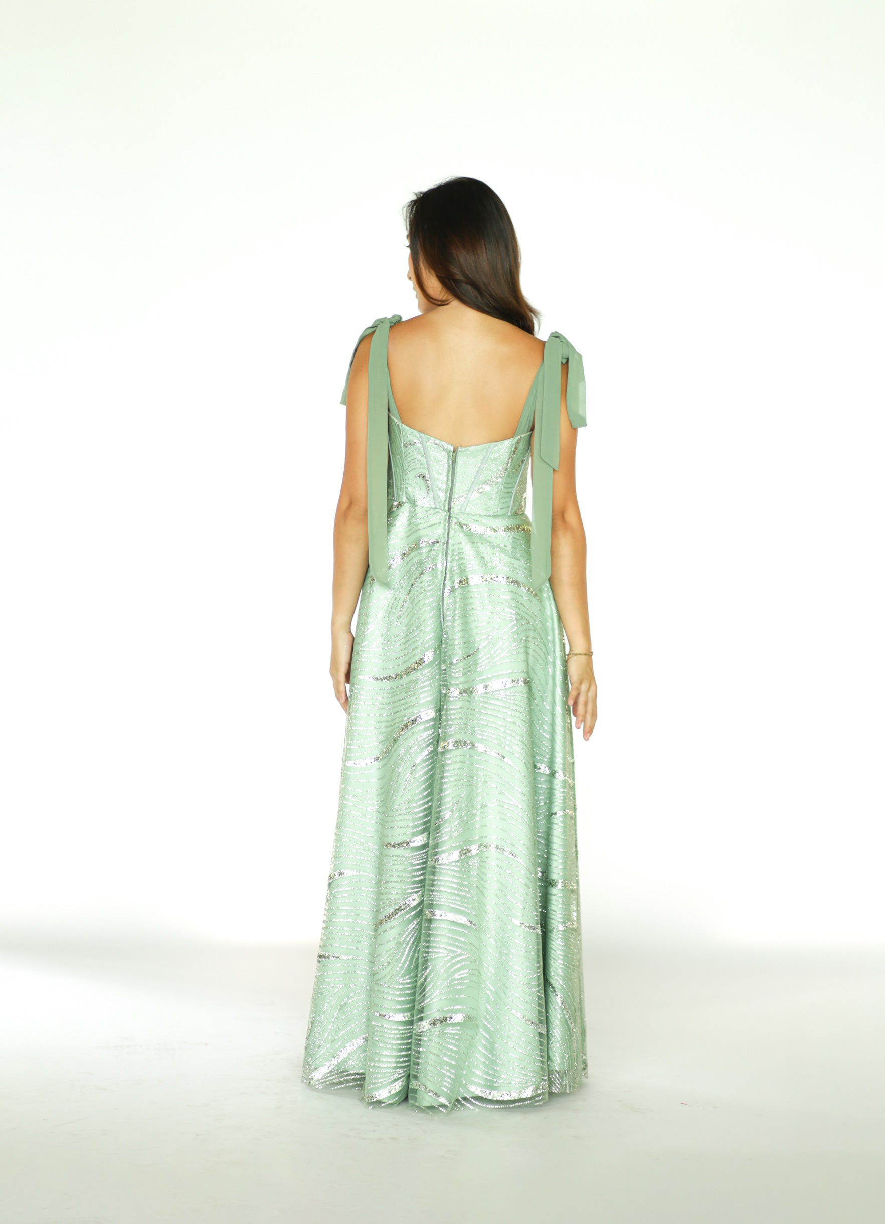 Sage Green Sequins Gown