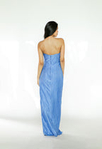 Blue Pleated Maxi Dress