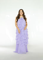 Purple Halter Tiered Maxi Dress