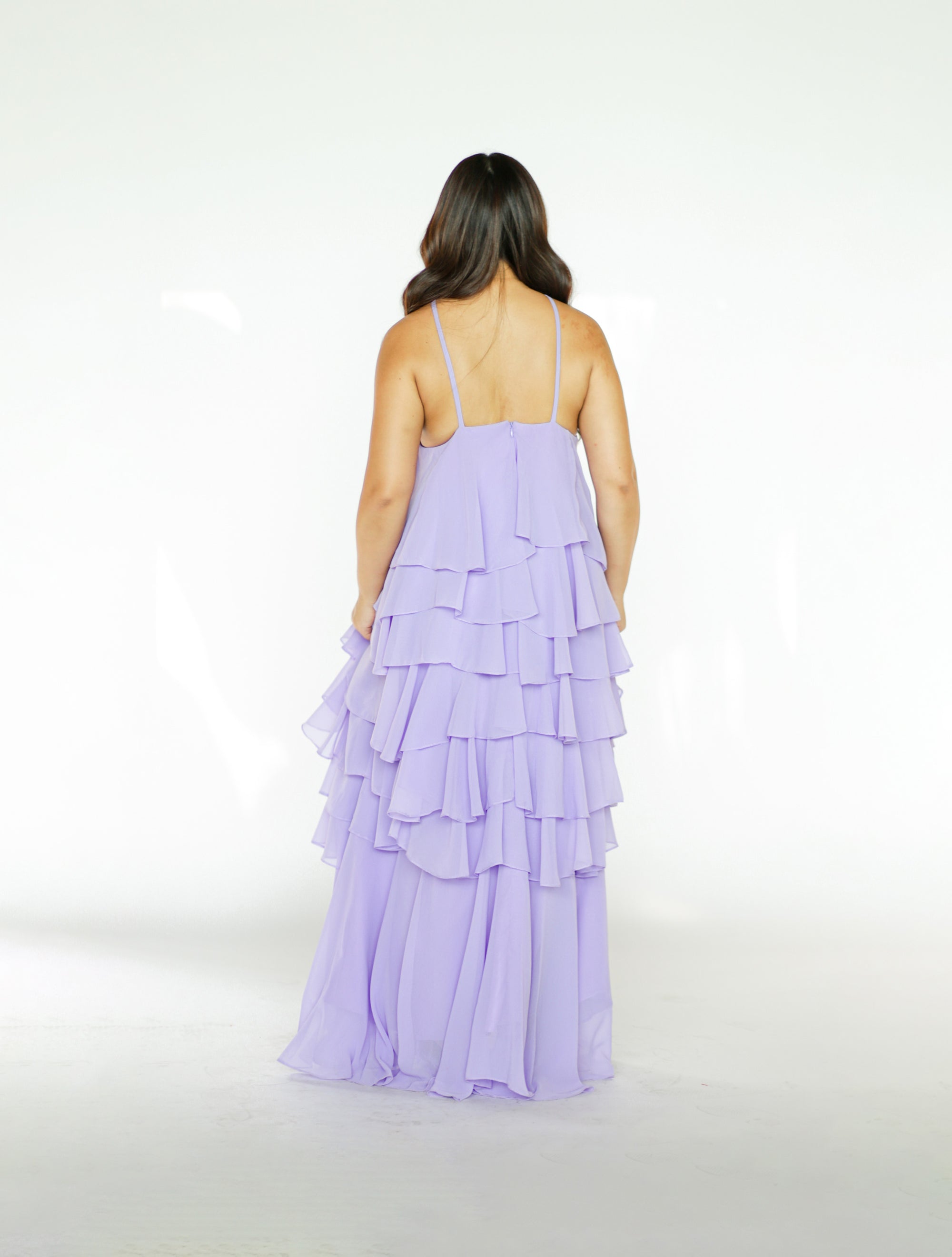 Purple Halter Tiered Maxi Dress