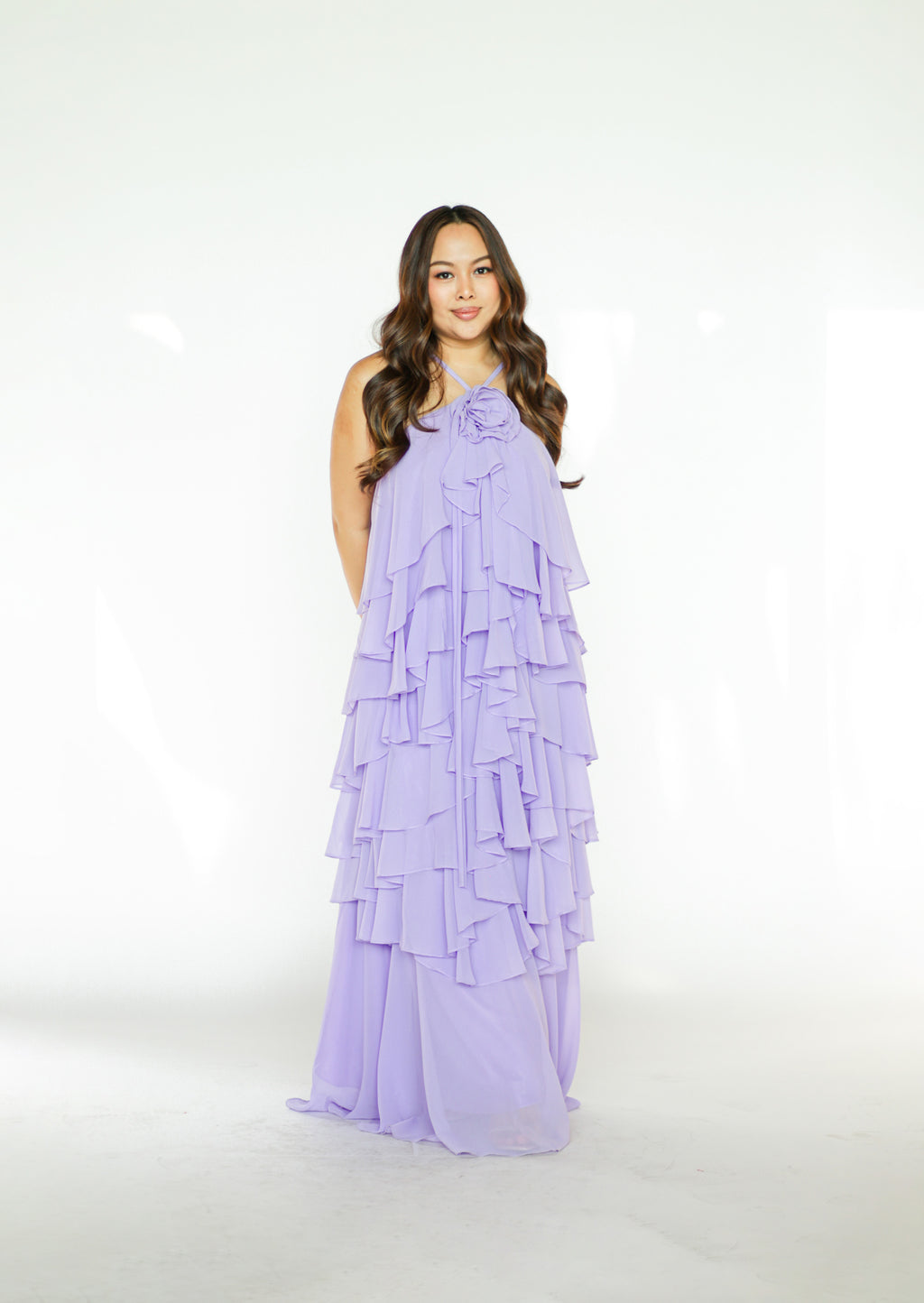 Purple Halter Tiered Maxi Dress