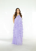 Purple Halter Tiered Maxi Dress