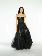Black Tulle Tube Formal Gown