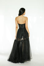 Black Tulle Tube Formal Gown
