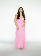 Hot Pink Ruffles Maxi Dress
