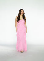 Hot Pink Ruffles Maxi Dress
