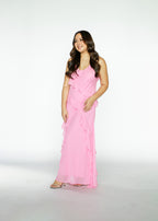 Hot Pink Ruffles Maxi Dress