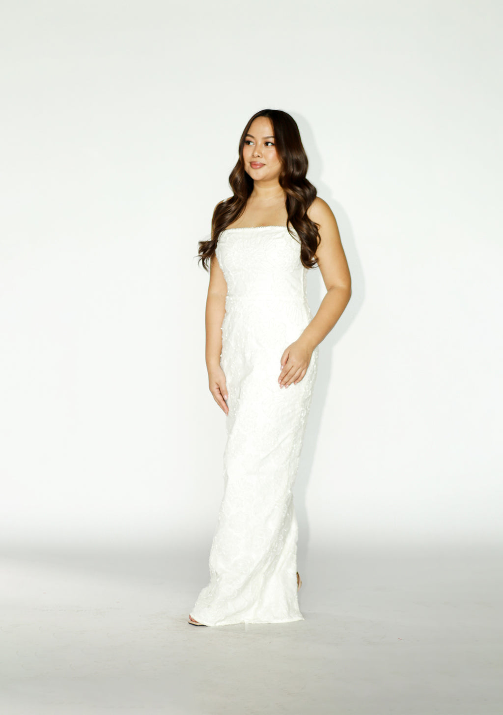 White Floral Lace Maxi Dress
