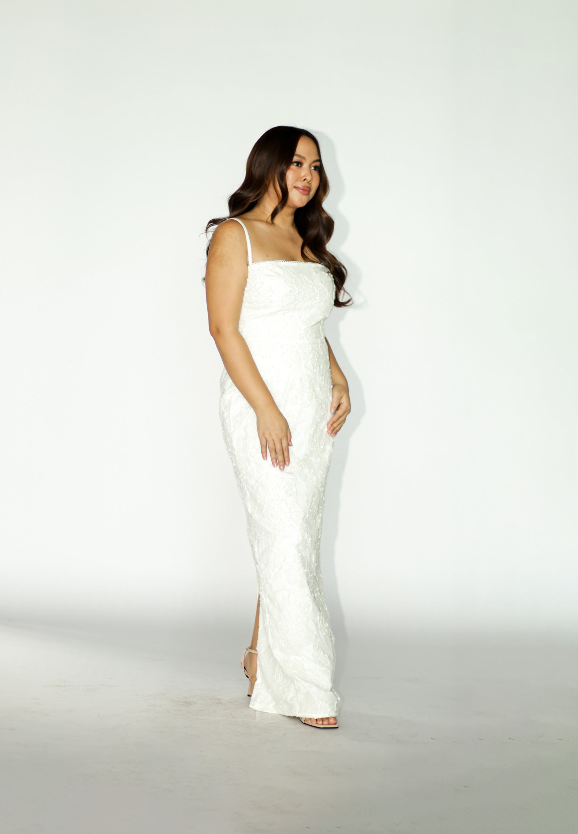White Floral Lace Maxi Dress