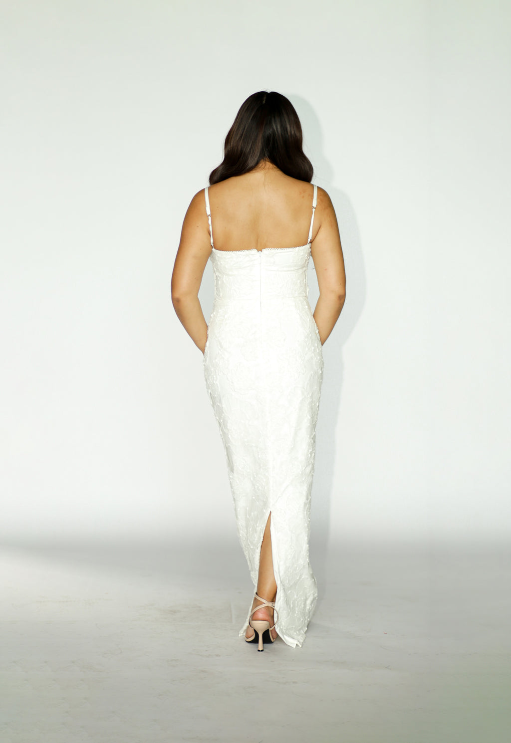 White Floral Lace Maxi Dress