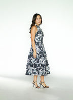 Blue Patterned Top And Skirt Set