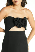Black Tube Cut Out Mini Dress with Flowers
