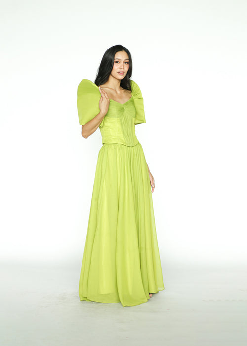 Apple Green Filipiniana Dress With Detachable Sleeves