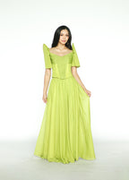 Apple Green Filipiniana Dress With Detachable Sleeves