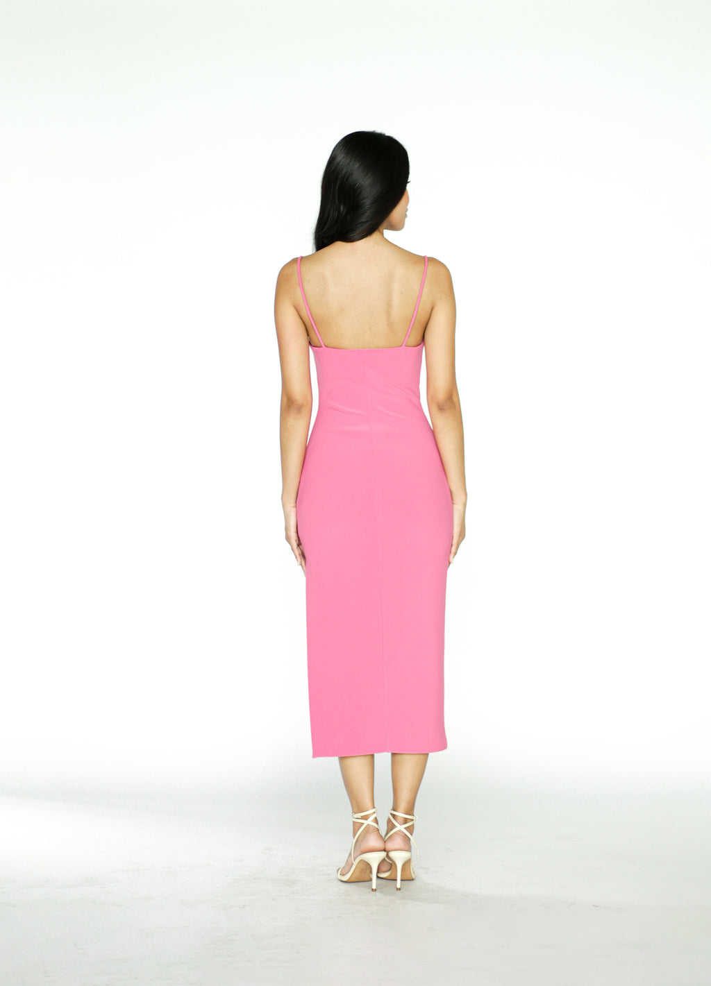 Hot Pink Stretch Midi Dress