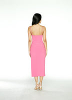 Hot Pink Stretch Midi Dress