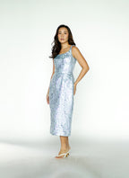 Blue Embossed Sparkly Filipiniana