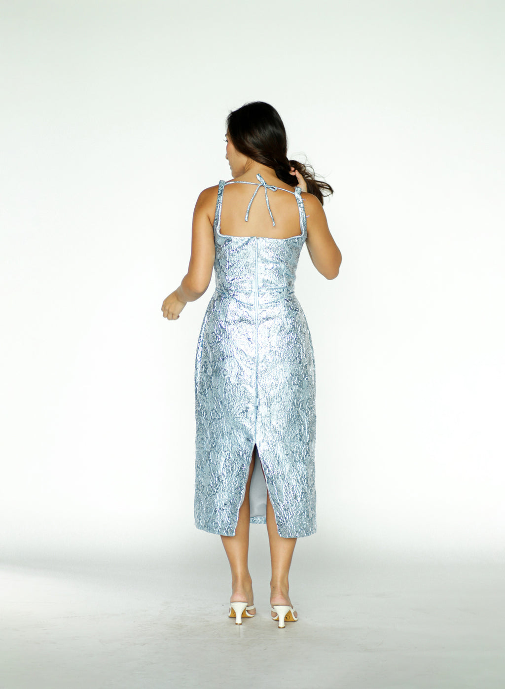 Blue Embossed Sparkly Filipiniana
