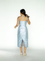 Blue Embossed Sparkly Filipiniana