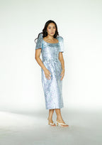 Blue Embossed Sparkly Filipiniana