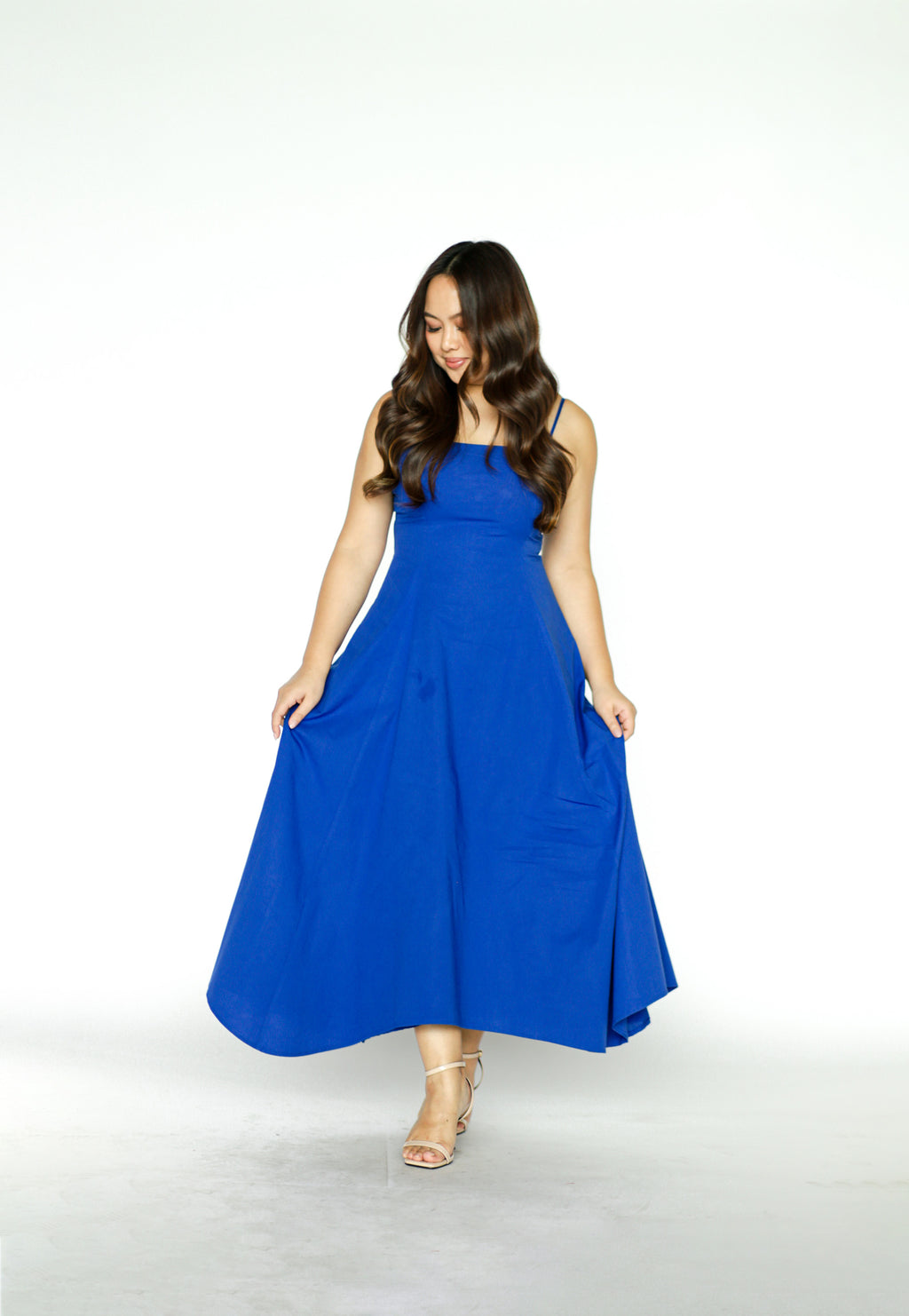 Royal Blue Spaghetti Midi Dress