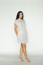 Purple Tweed Mini Dress
