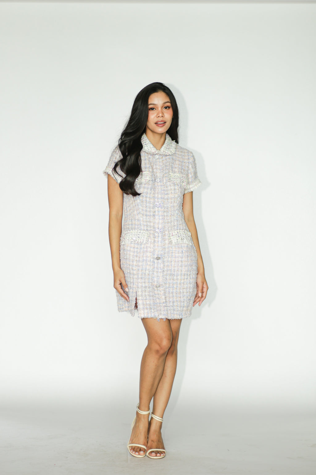Purple Tweed Mini Dress