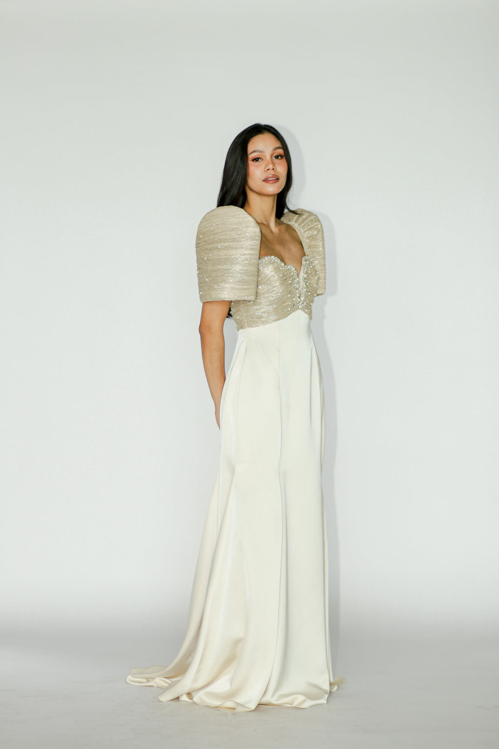 Cream Pearl Embellished Filipiniana