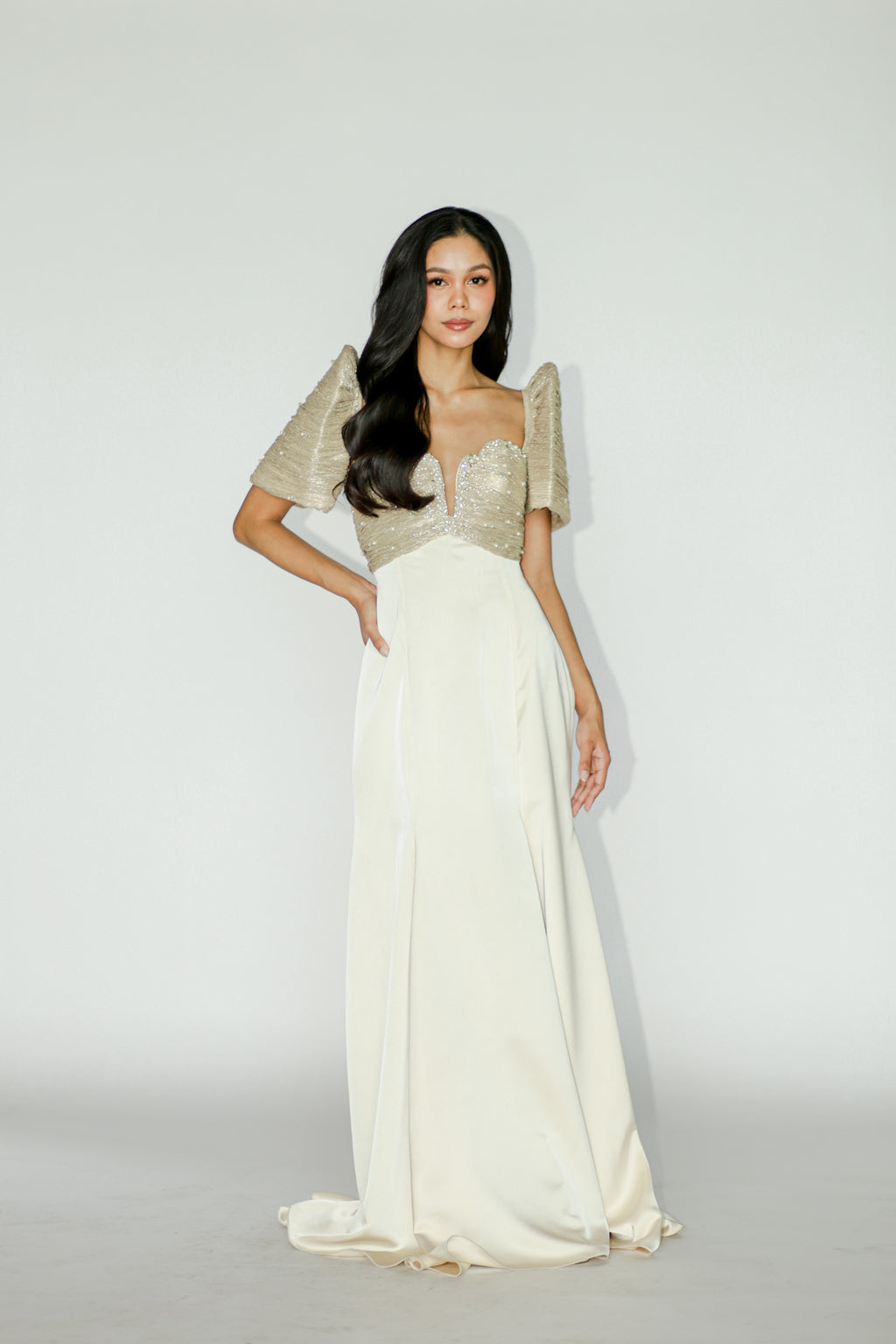 Cream Pearl Embellished Filipiniana
