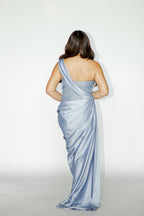 Dusty Blue Satin Asymmetrical Dress