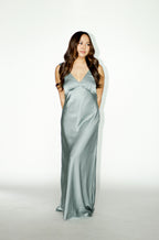 Green Satin Maxi Dress