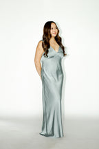 Green Satin Maxi Dress
