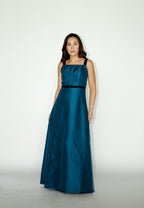 Teal Dotted Organza Formal Dress