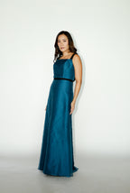 Teal Dotted Organza Formal Dress