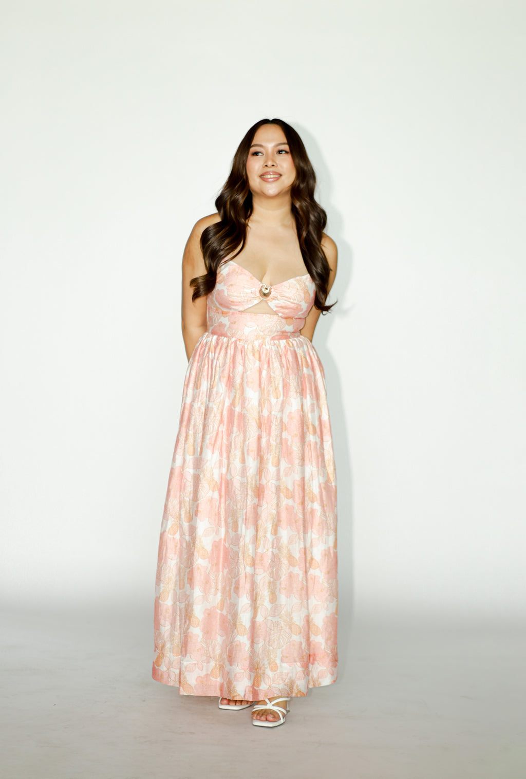 Peach Floral Maxi Dress
