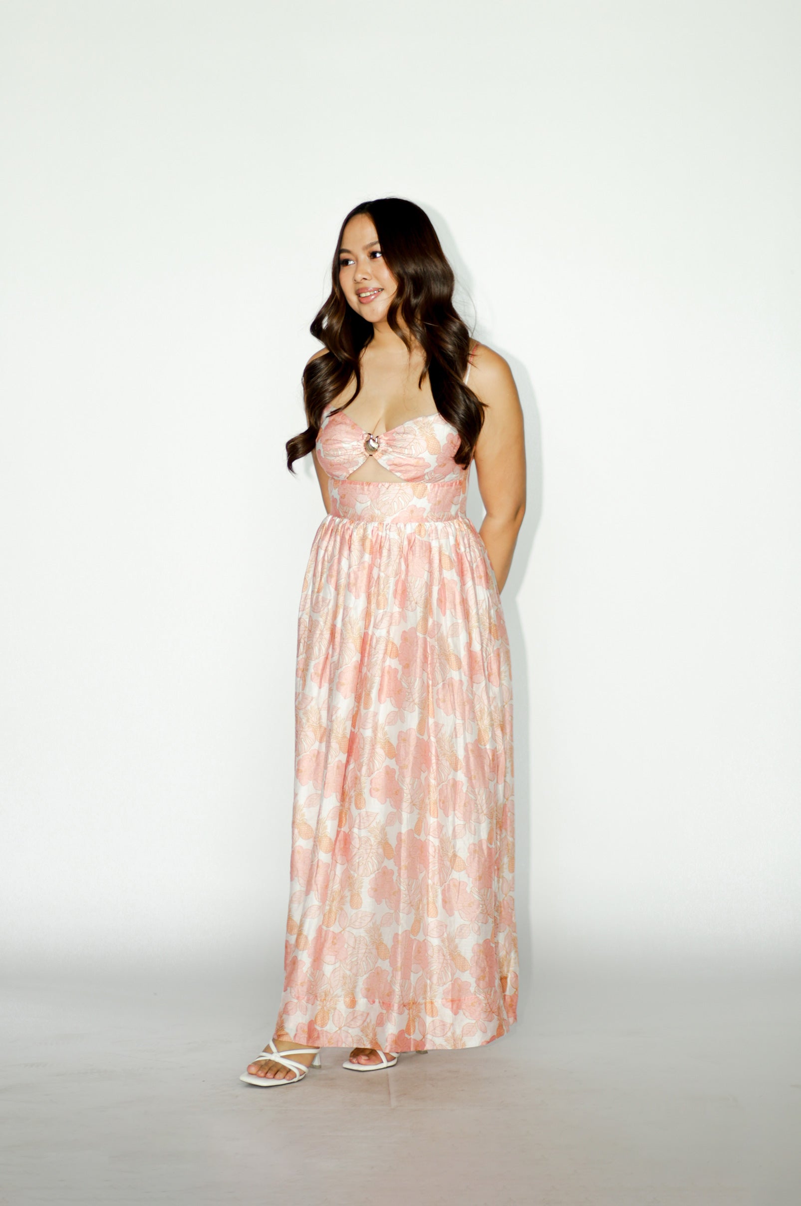 Peach Floral Maxi Dress