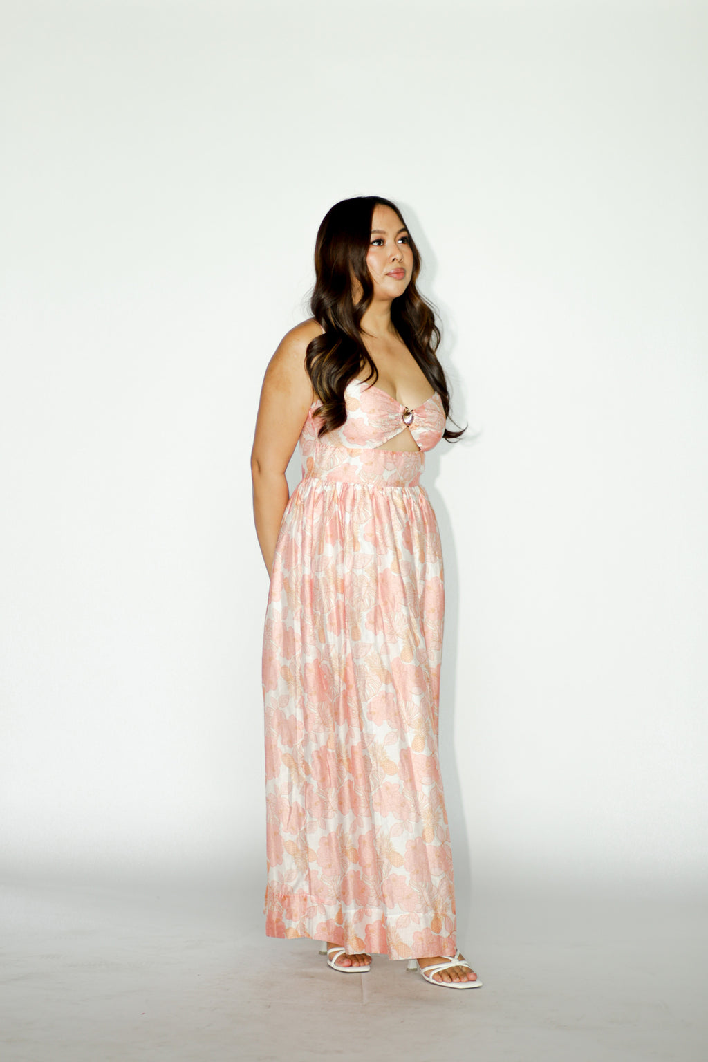 Peach Floral Maxi Dress