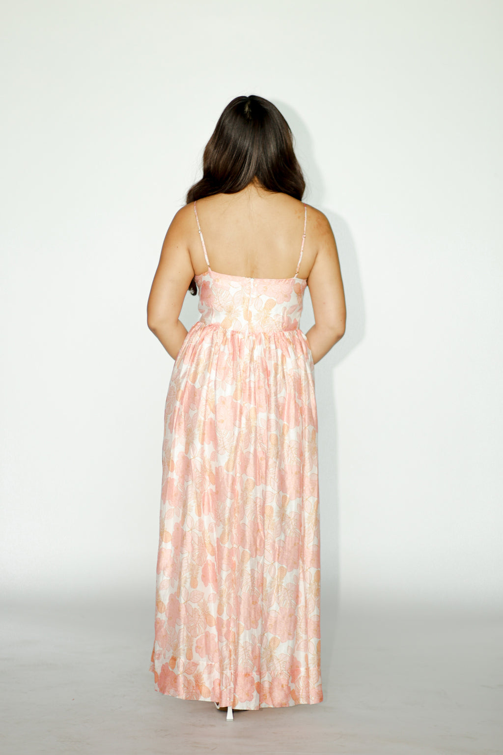 Peach Floral Maxi Dress