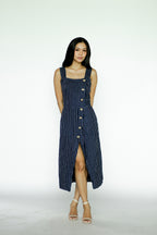 Blue Stripes Midi Dress