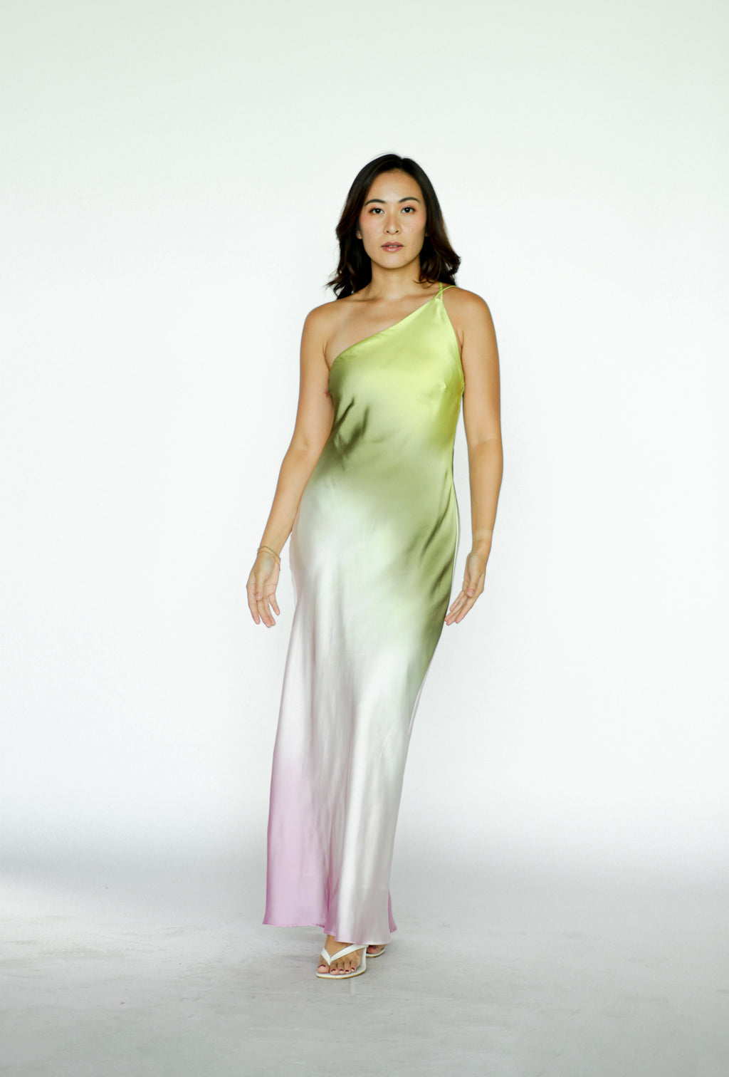 Green and Pink Ombré Maxi Dress
