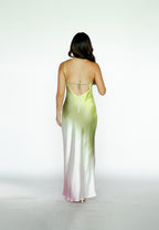 Green and Pink Ombré Maxi Dress