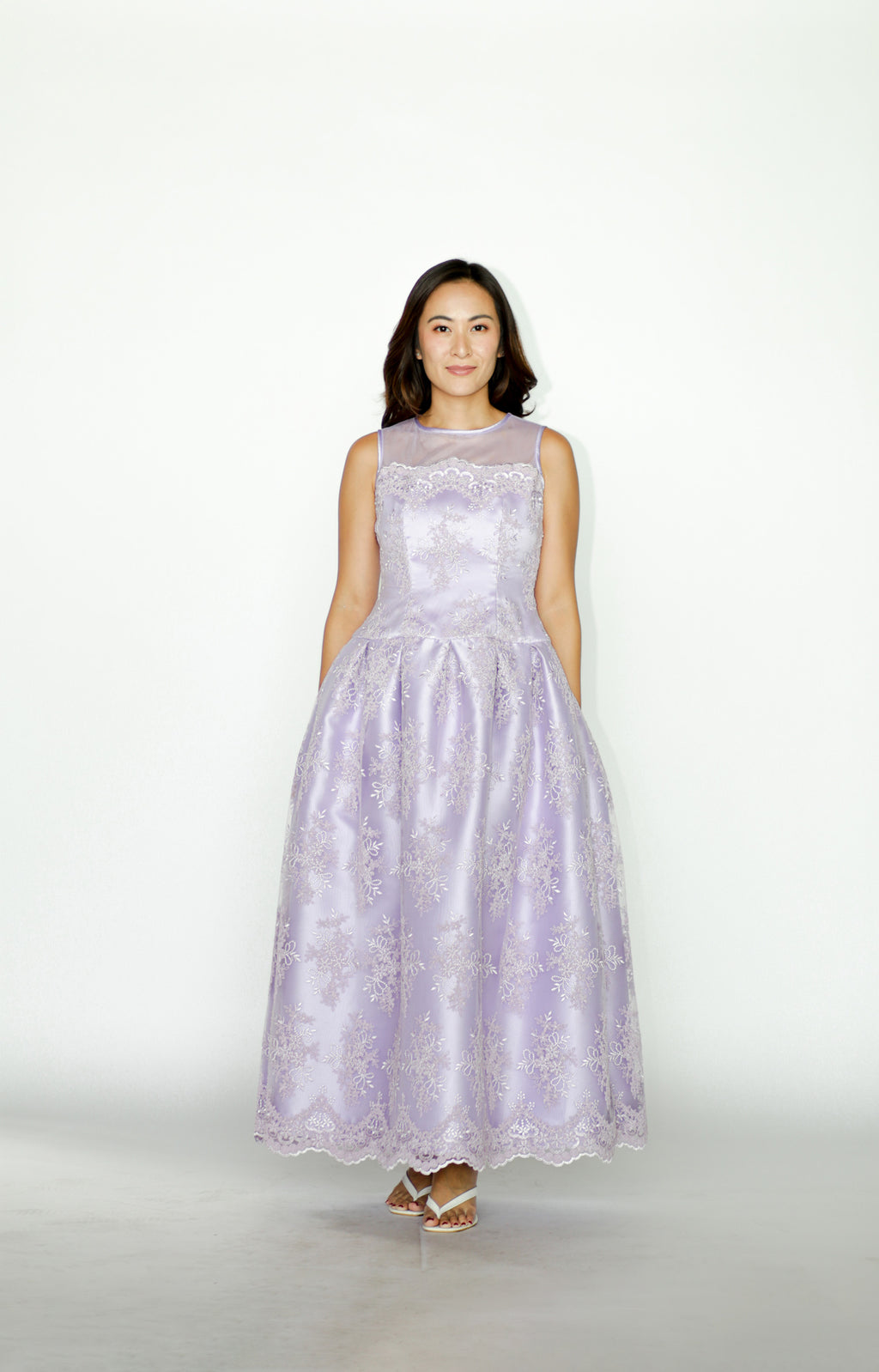 Purple Floral Lace Maxi Dress