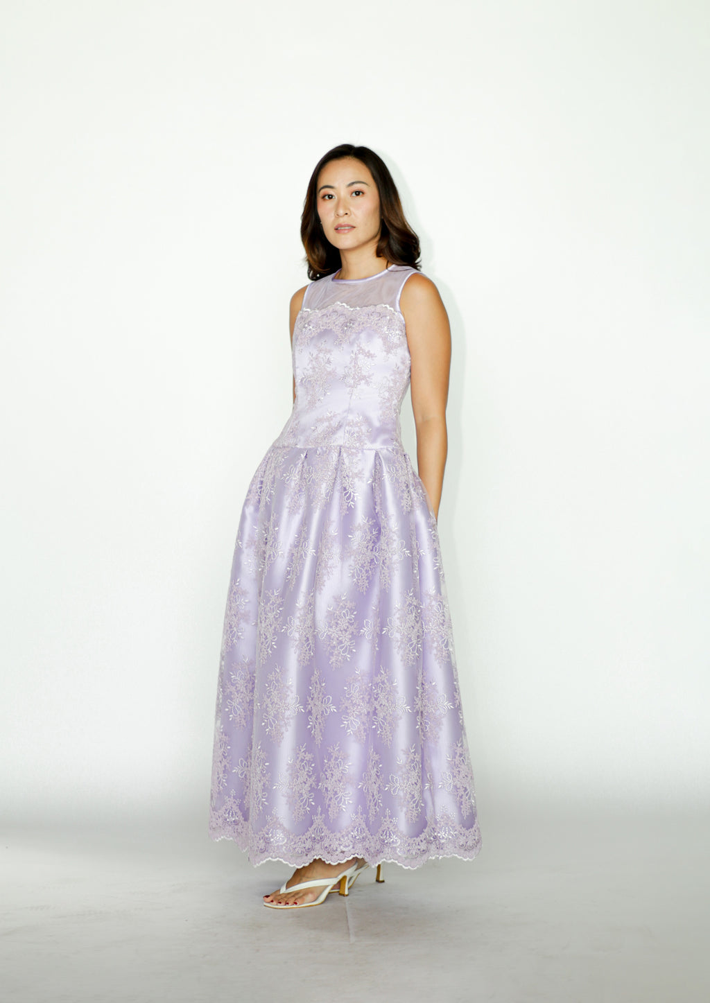Purple Floral Lace Maxi Dress