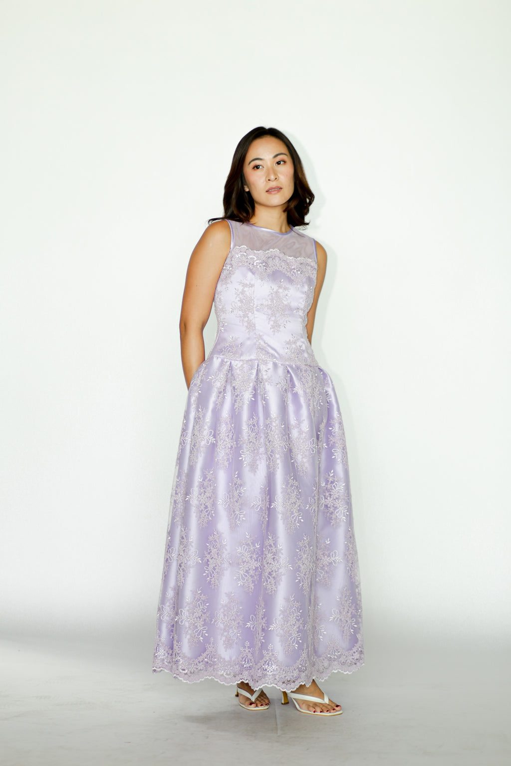 Purple Floral Lace Maxi Dress