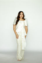 White Filipinina Top with Floral Applique