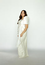 White Filipinina Top with Floral Applique