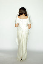 White Filipinina Top with Floral Applique