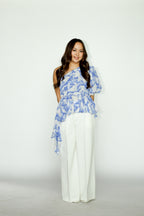 Asymmetrical Blue Floral Top